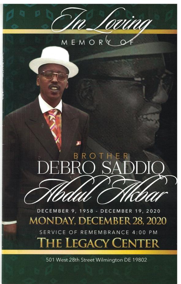 Debro Sadiq Adbul Akbar Dec 0, 1058 to Dec 19, 2020